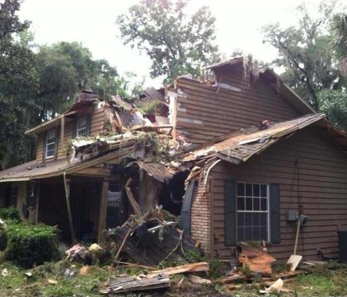 Storm damaged home
