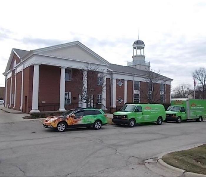 Museum with SERVPRO vehicles outside