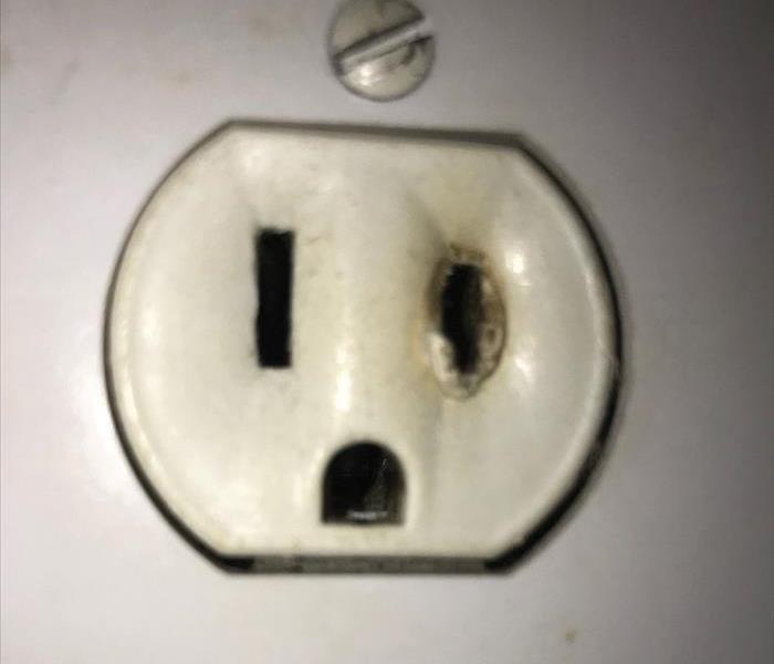 Fire damage caused by faulty electrical connection.